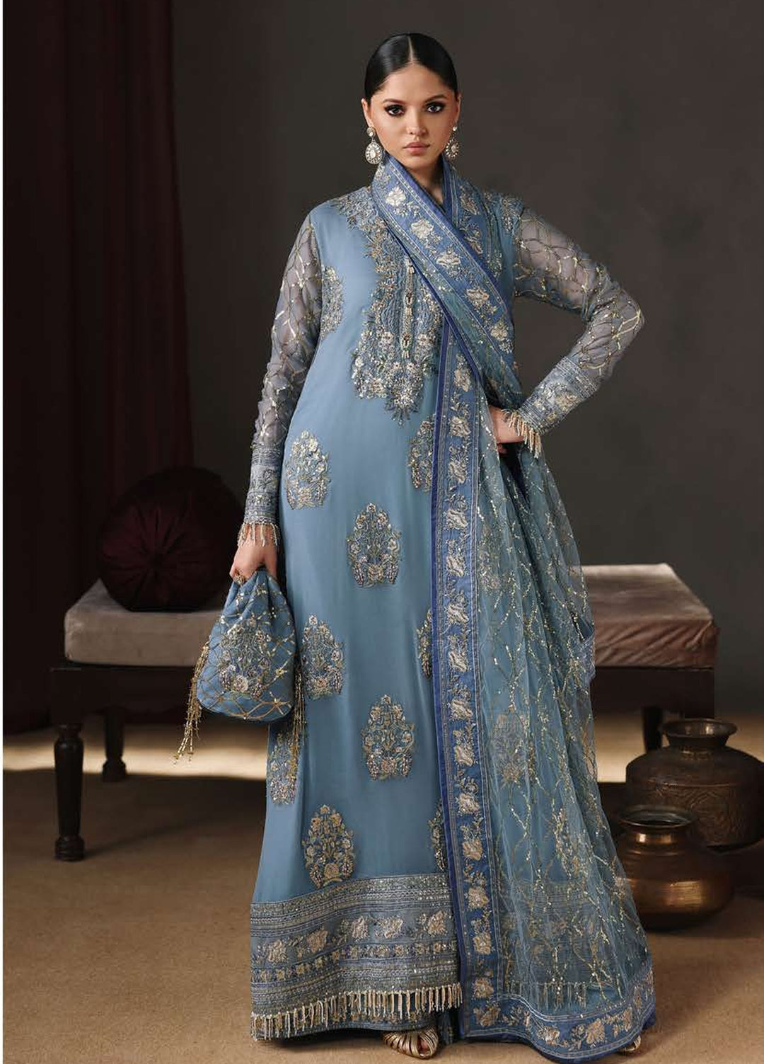 Royale Eternel by Roheenaz Unstitched Embroidered Chiffon 3 Piece Suit RN26URE Royal Muse RUNCH260108 - Wedding Collection