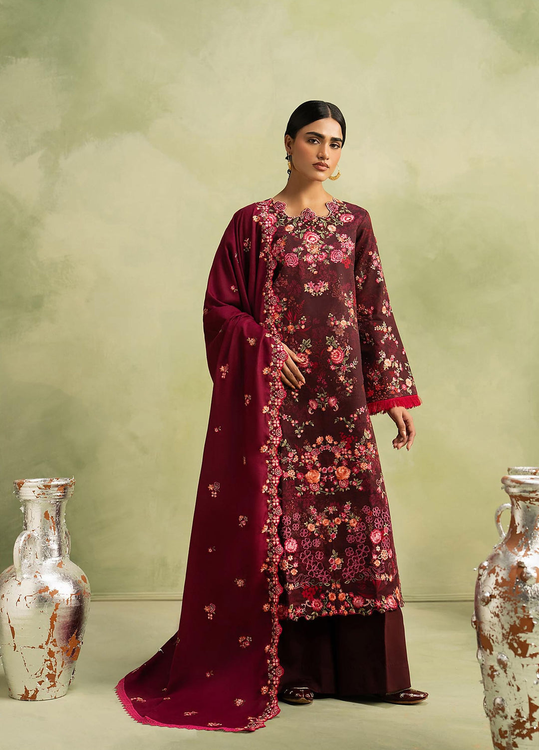 RajBari Exclusive Shawl Unstitched Embroidered Marina 3 Piece Suit RB26UES 06 - Winter Collection