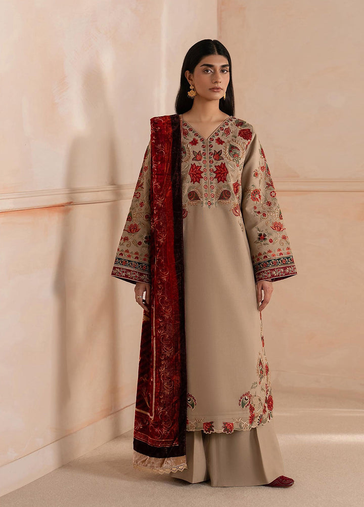 RajBari Exclusive Shawl Unstitched Embroidered Palachi 3 Piece Suit RB26UES 07 - Winter Collection