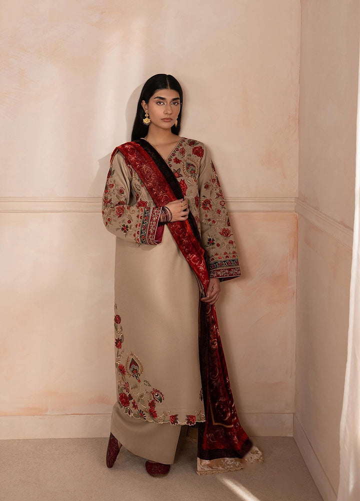 RajBari Exclusive Shawl Unstitched Embroidered Palachi 3 Piece Suit RB26UES 07 - Winter Collection