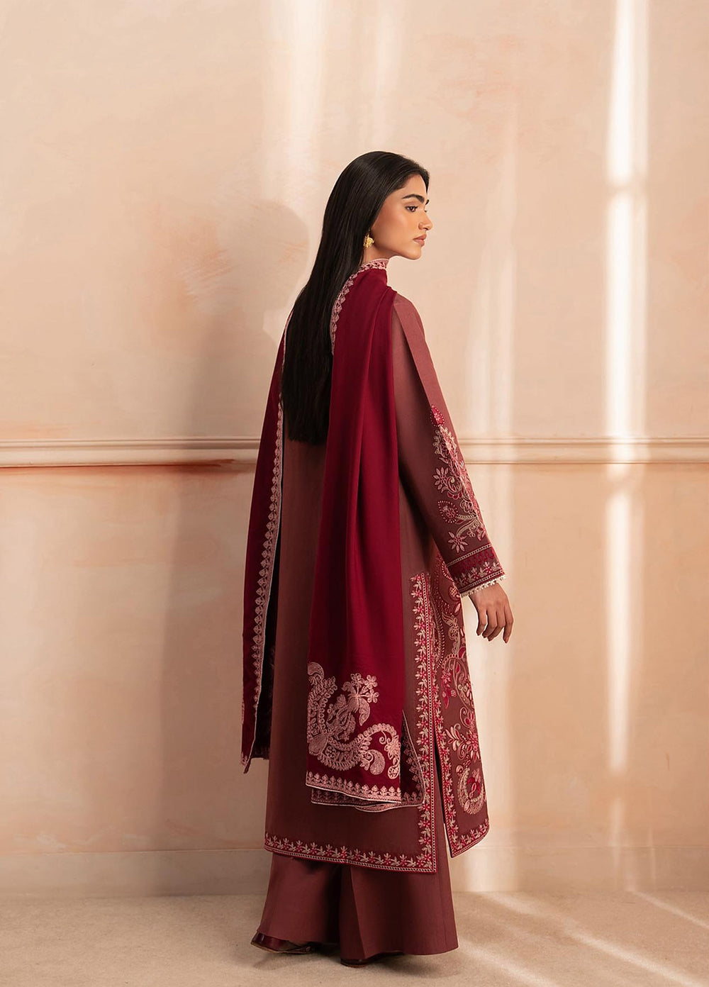 RajBari Exclusive Shawl Unstitched Embroidered Khaddar 3 Piece Suit RB26UES 09 - Winter Collection