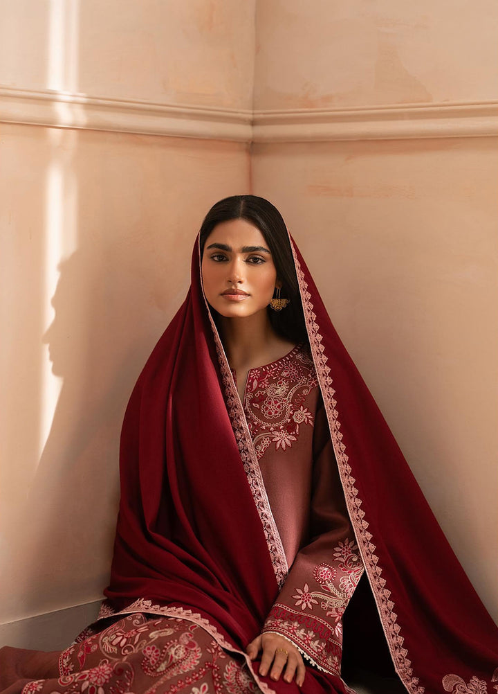RajBari Exclusive Shawl Unstitched Embroidered Khaddar 3 Piece Suit RB26UES 09 - Winter Collection