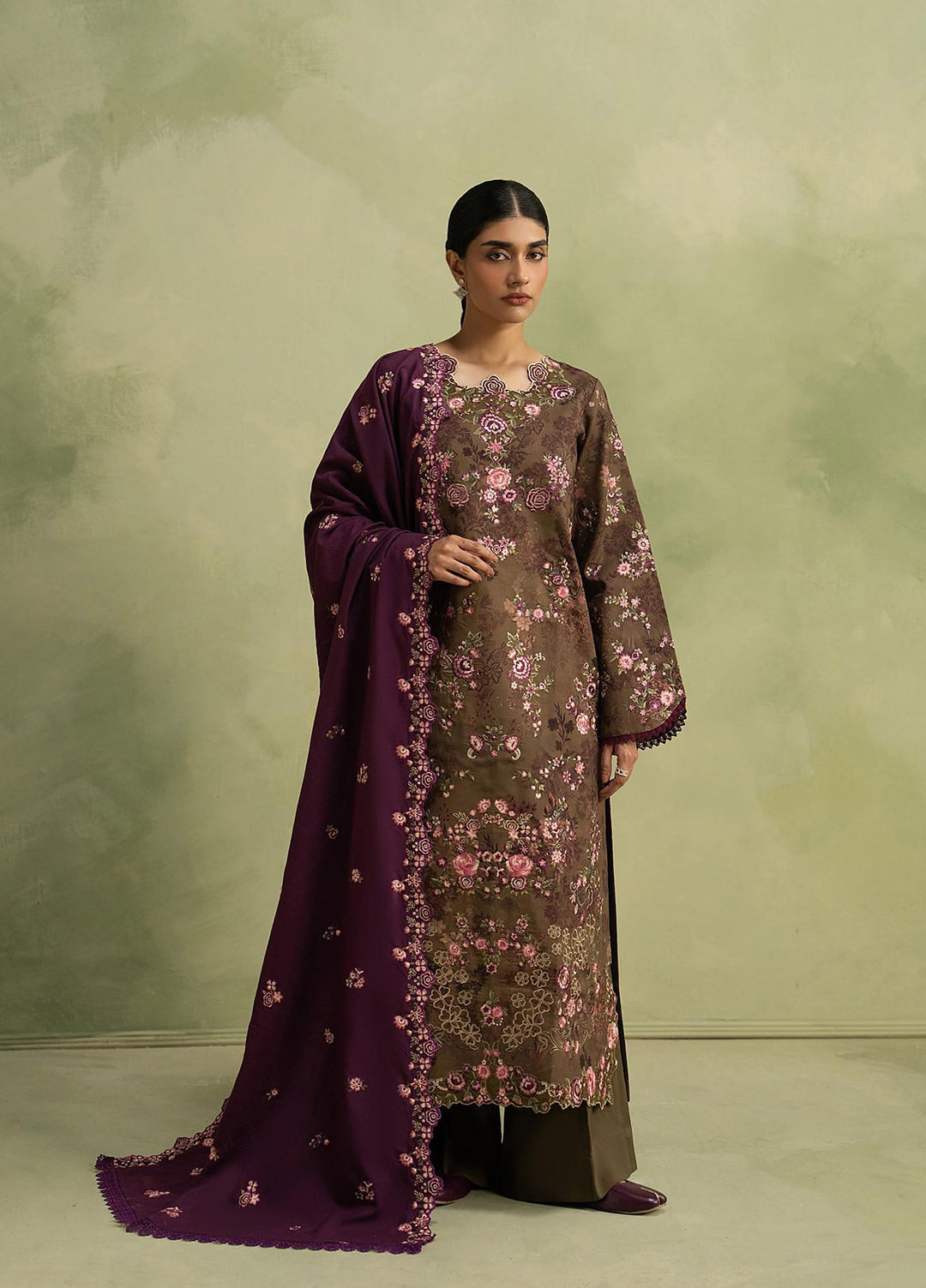 RajBari Exclusive Shawl Unstitched Embroidered Marina 3 Piece Suit RB26UES 13 - Winter Collection
