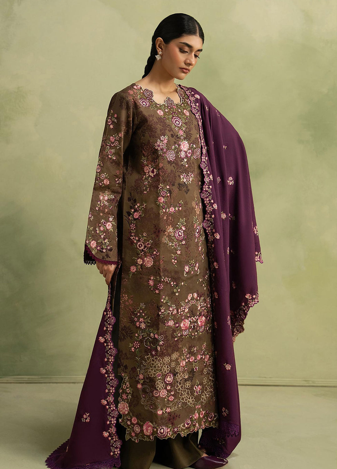 RajBari Exclusive Shawl Unstitched Embroidered Marina 3 Piece Suit RB26UES 13 - Winter Collection
