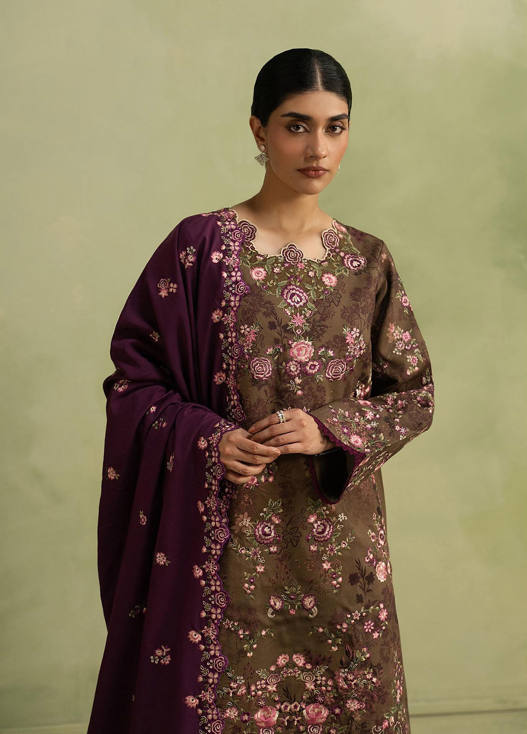 RajBari Exclusive Shawl Unstitched Embroidered Marina 3 Piece Suit RB26UES 13 - Winter Collection