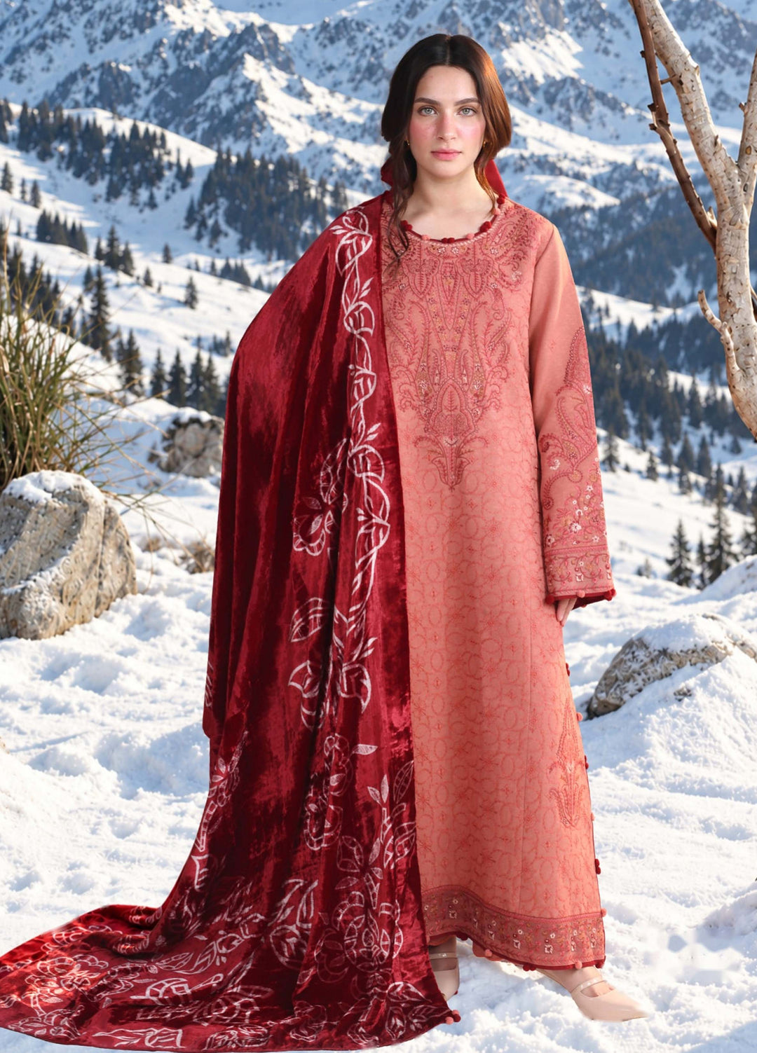 Carnation by Rang Rasiya Unstitched Embroidered Karandi 3 Piece Suit RR26UKW ROSEA - Winter Collection