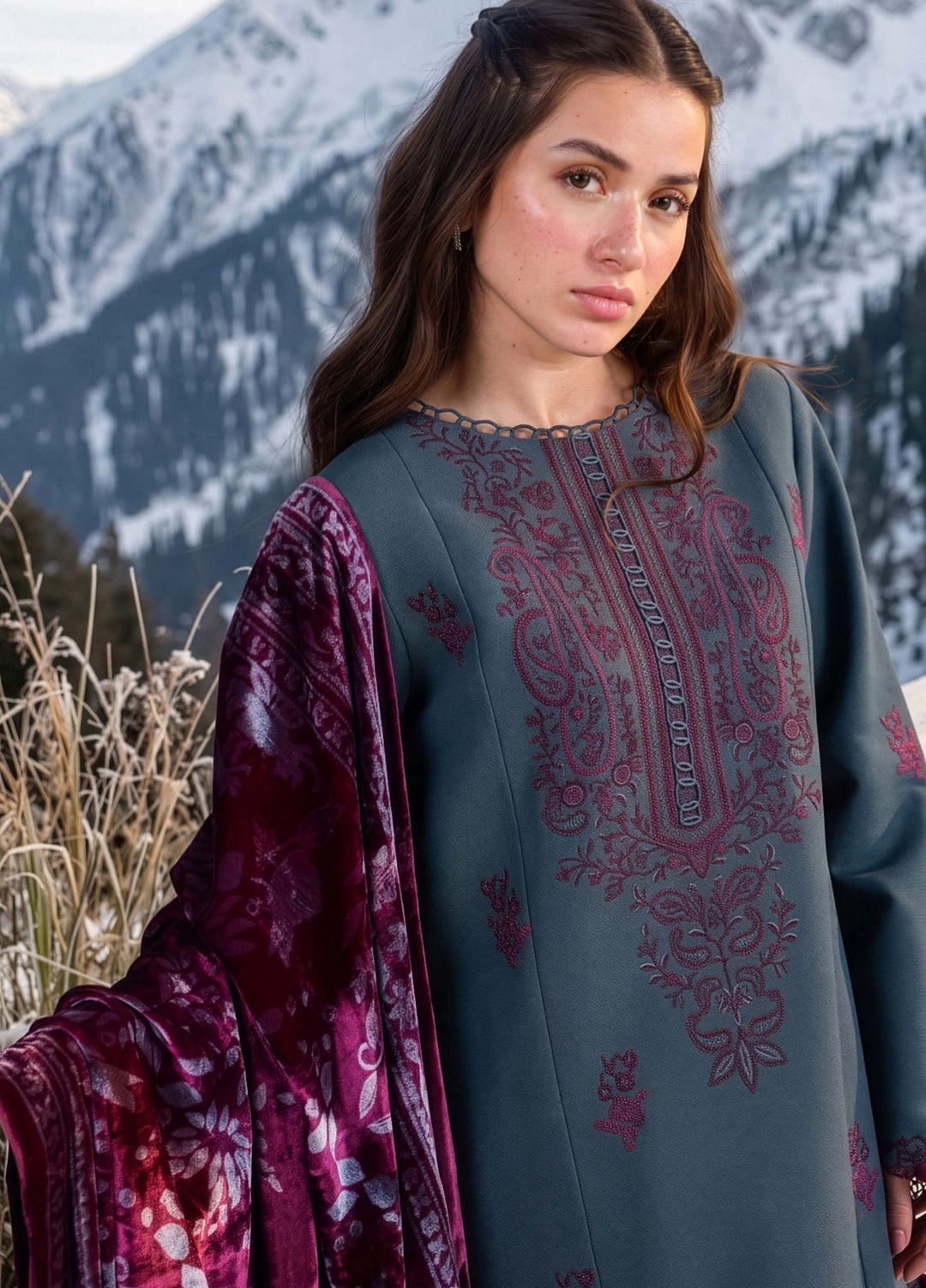 Carnation by Rang Rasiya Unstitched Embroidered Karandi 3 Piece Suit RR26UKW TWILIGHT - Winter Collection