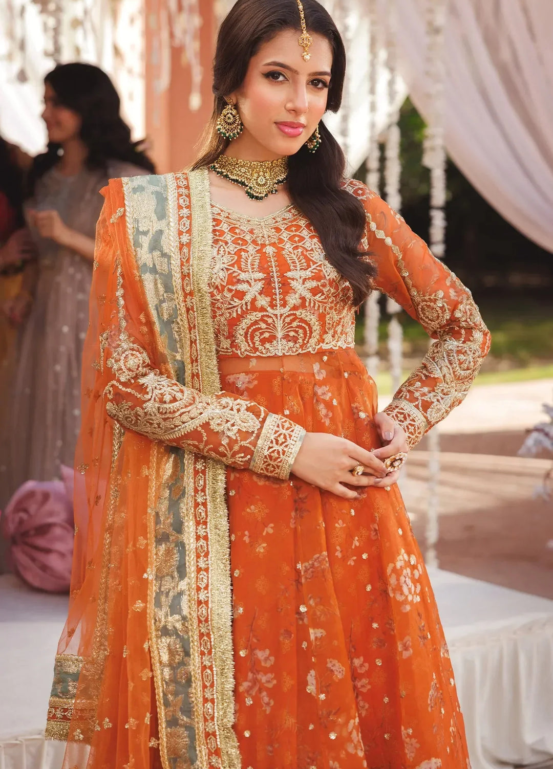 Uniluxe RTW Formal Printed Organza 3 Piece Suit CF00003 Ranya - Festive Collection