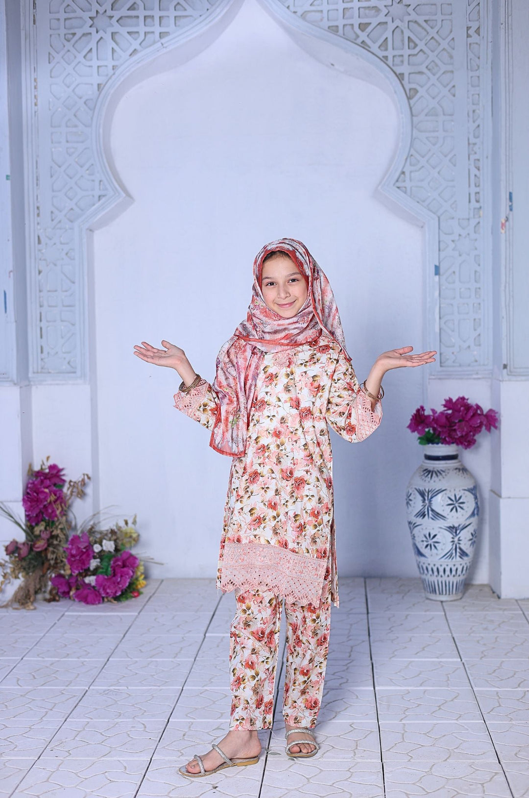 Me and Mummy by Suntex Fabrics RTW Embroidered Lawn 3 Piece Suit Off White-Girls Casual Collection