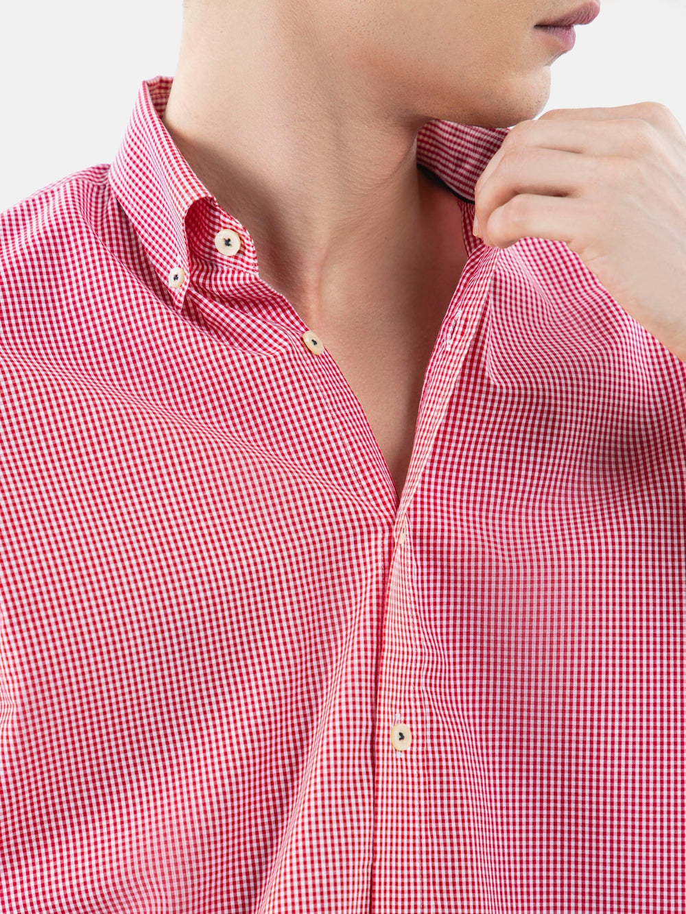 Red Gingham Button Down Shirt
