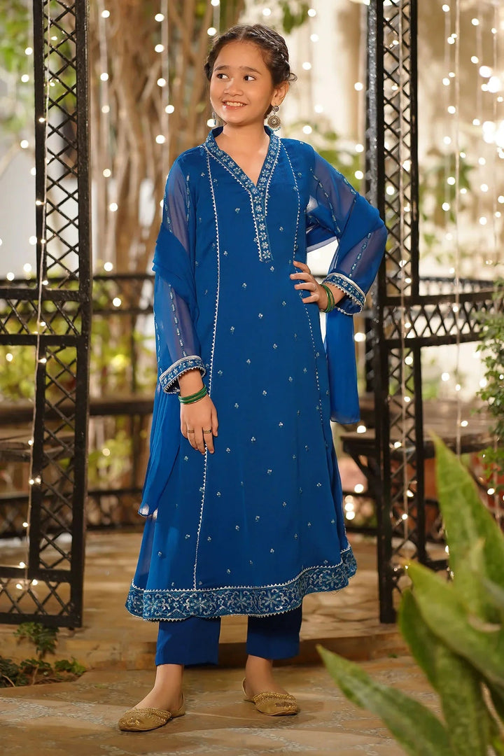 Ochre Girls Pret Embroidered Chiffon 3 Piece Suit EM-58 - Summer Collection