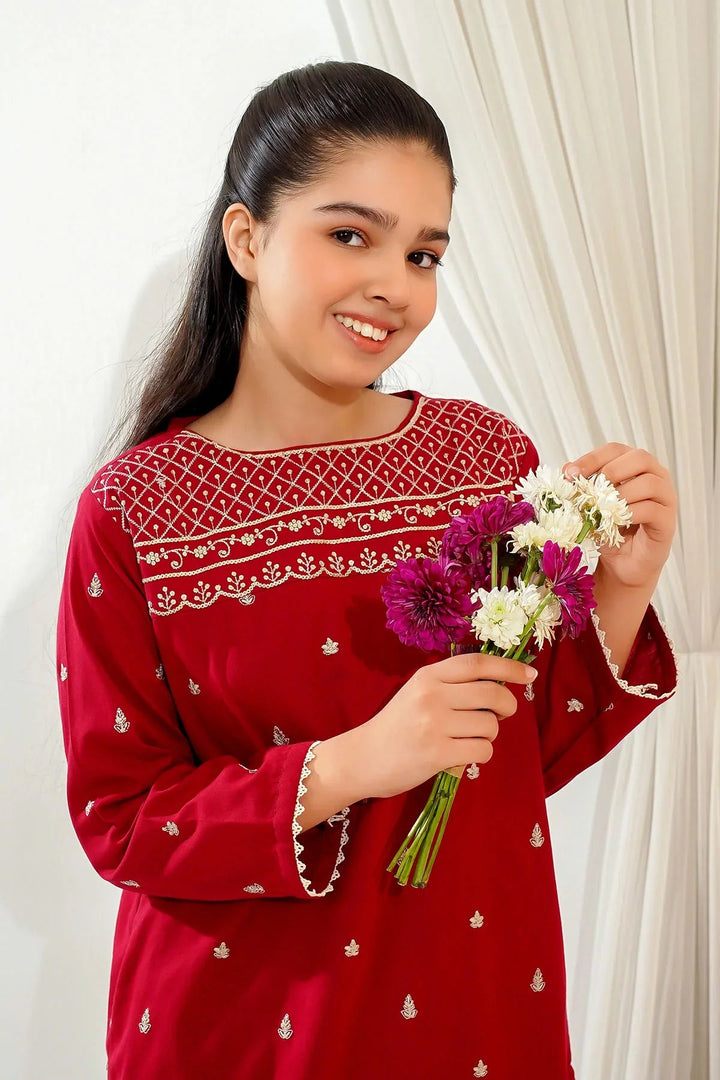 Ochre Girls Pret Embroidered Cotton 2 Piece Suit EMC-08 - Summer Collection