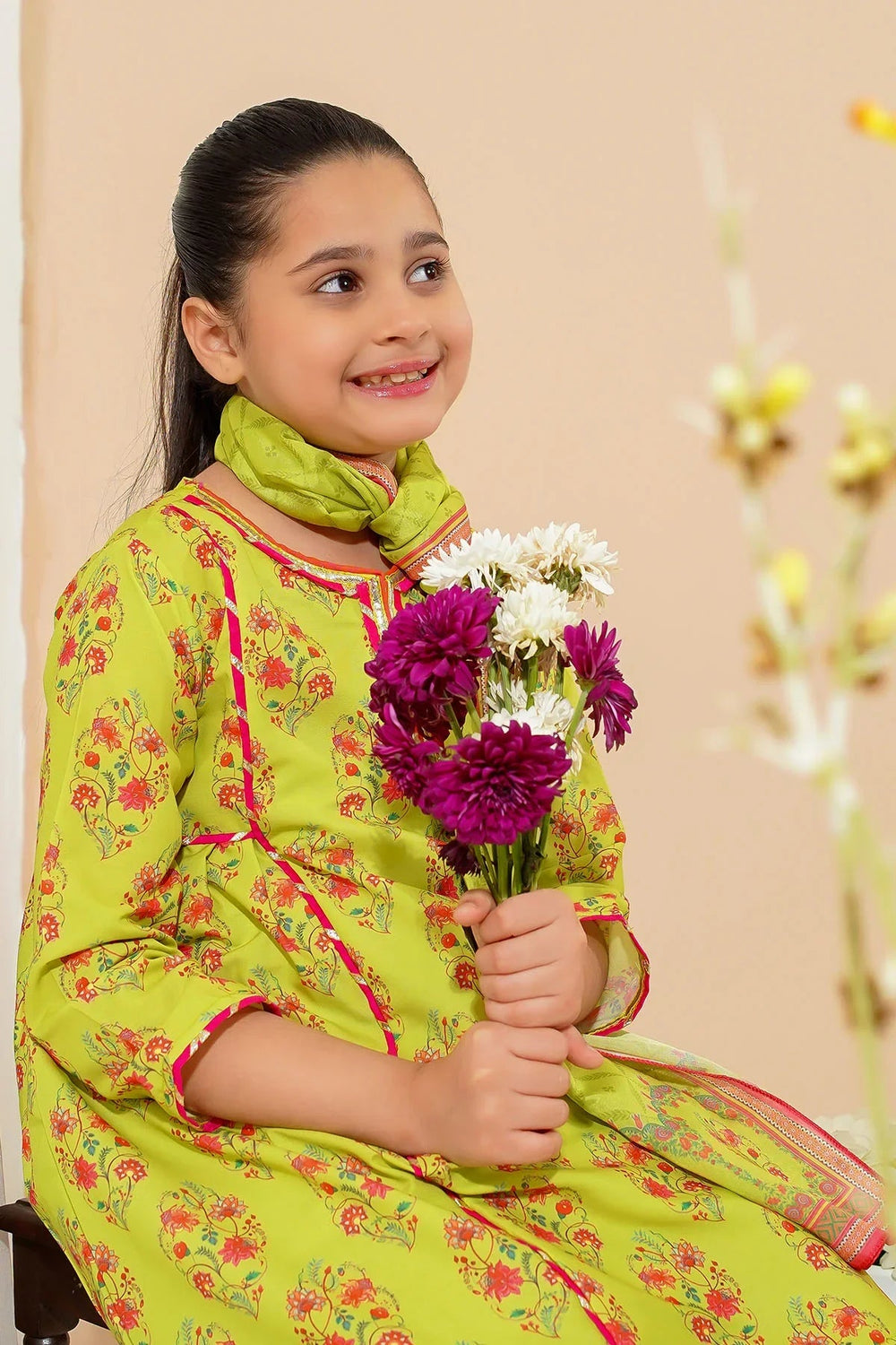 Ochre Girls Pret Printed Swiss Lawn 3 Piece Suit INDP-37 - Summer Collection