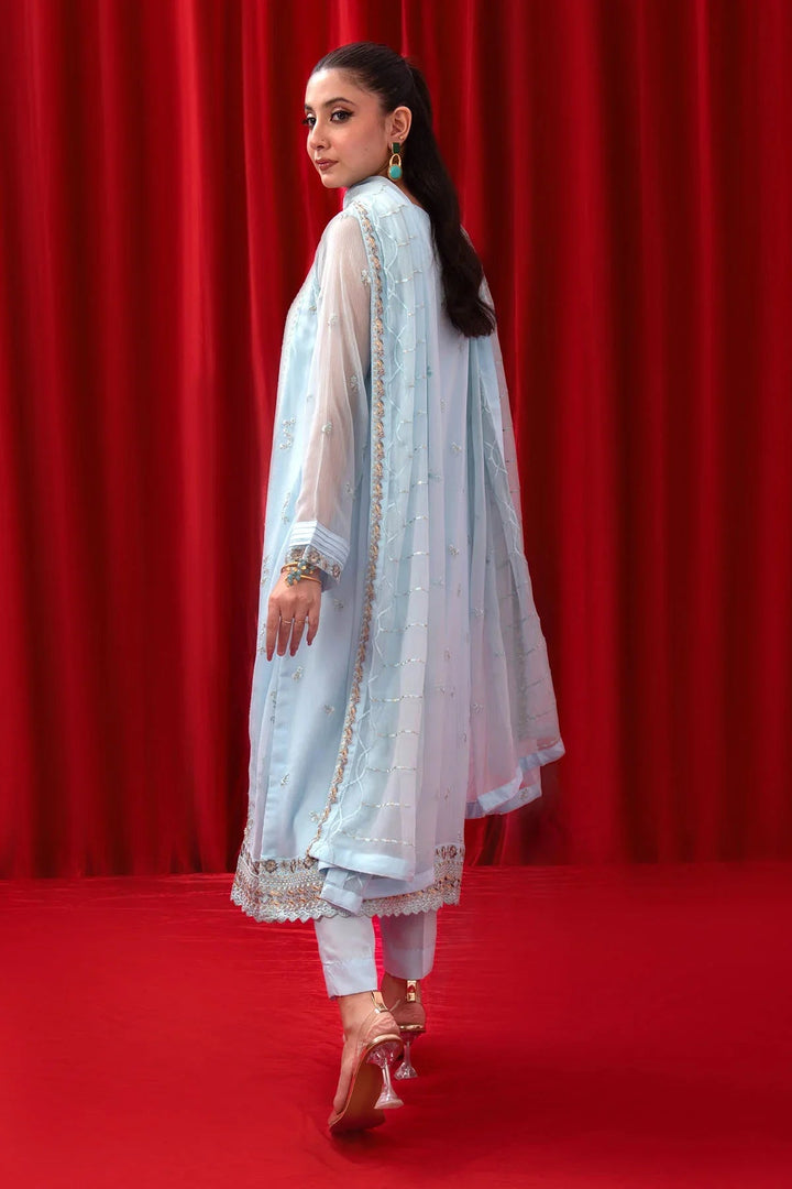 Ochre RTW Embroidered Girls 3 Piece Chiffon Adda Work SOF-06 - Summer Collection