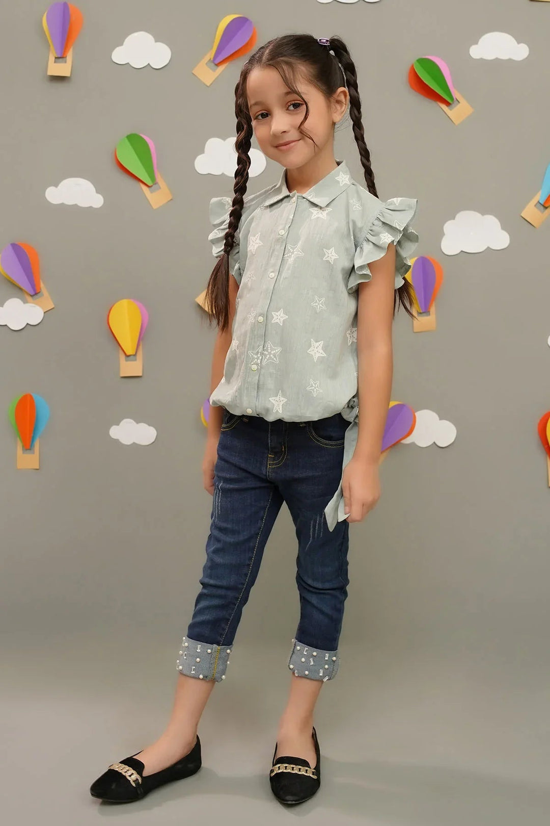 Ochre RTW Printed Girls 1 Piece Cotton Chambray Top INWT-08 - Winter Collection