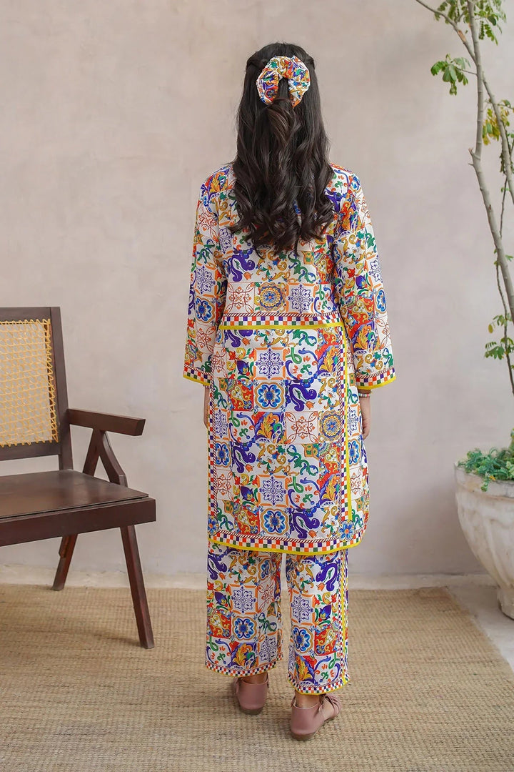 Ochre Girls Pret Printed Swiss Lawn 2 Piece Suit COR-132 - Summer Collection
