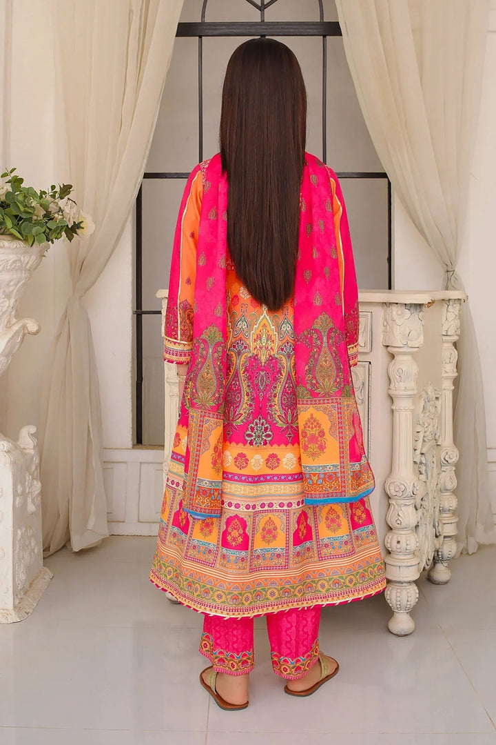 Ochre Girls Pret Printed Swiss Lawn 3 Piece Suit CORF-03 - Summer Collection