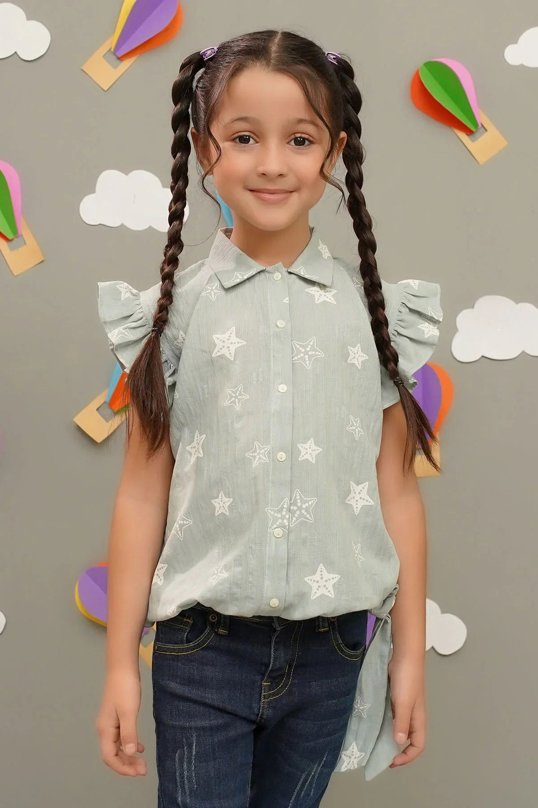 Ochre RTW Printed Girls 1 Piece Cotton Chambray Top INWT-08 - Winter Collection