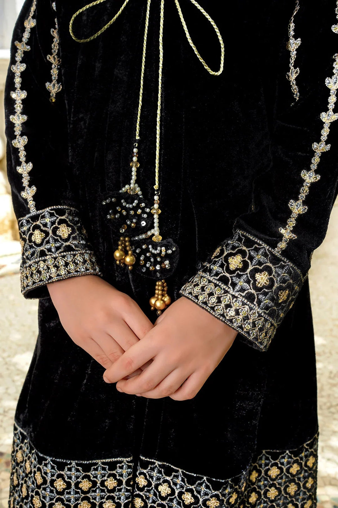 Ochre RTW Embroidered Girls 3 Piece Velvet  OVF-35 - Winter Collection