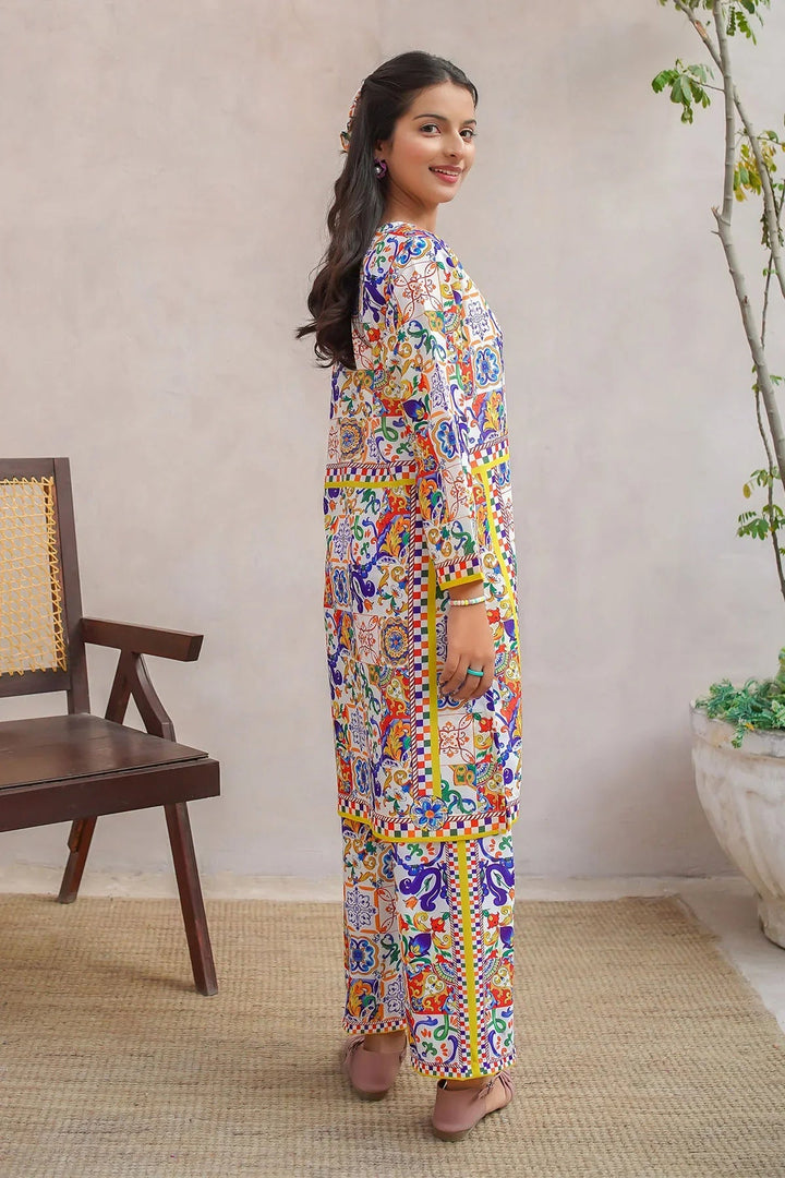 Ochre Girls Pret Printed Swiss Lawn 2 Piece Suit COR-132 - Summer Collection