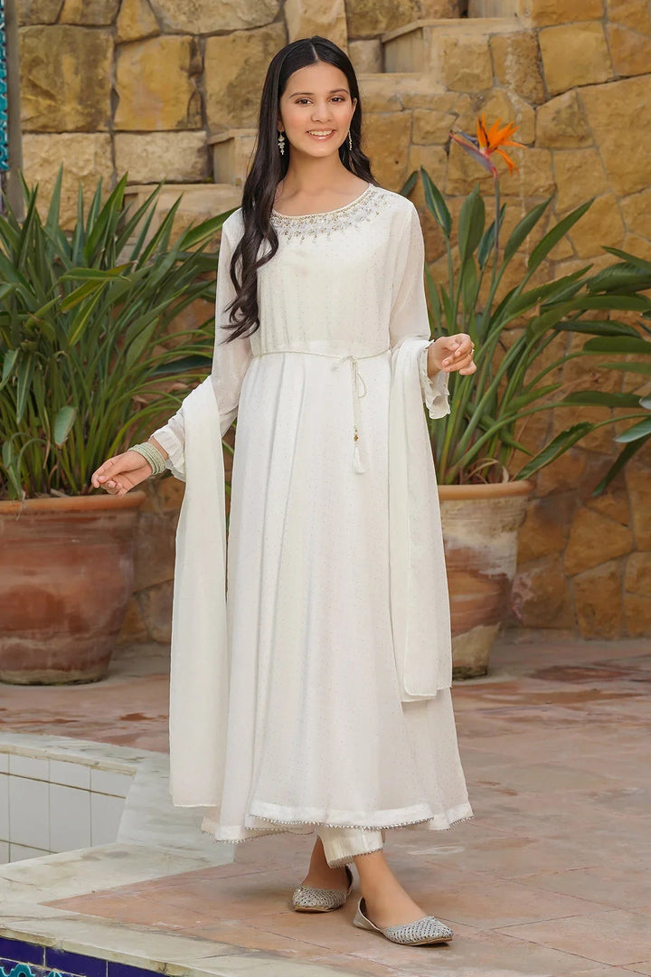 Ochre RTW Embroidered Girls 3 Piece Georgette Hand Adda Work OFW-MAX-14 - Winter Collection