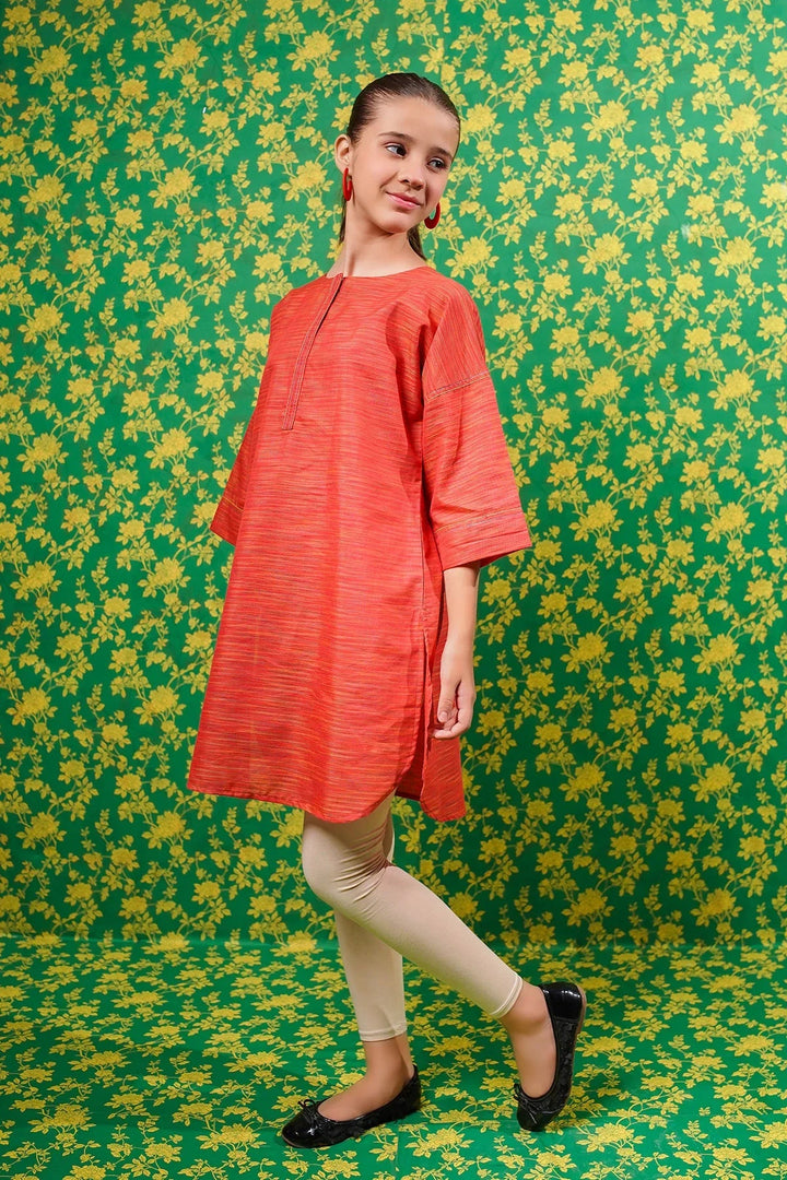 Ochre RTW Printed Girls 1 Piece Jacquard Multi Yarn Kurta OFK-PRC-34 - Winter Collection