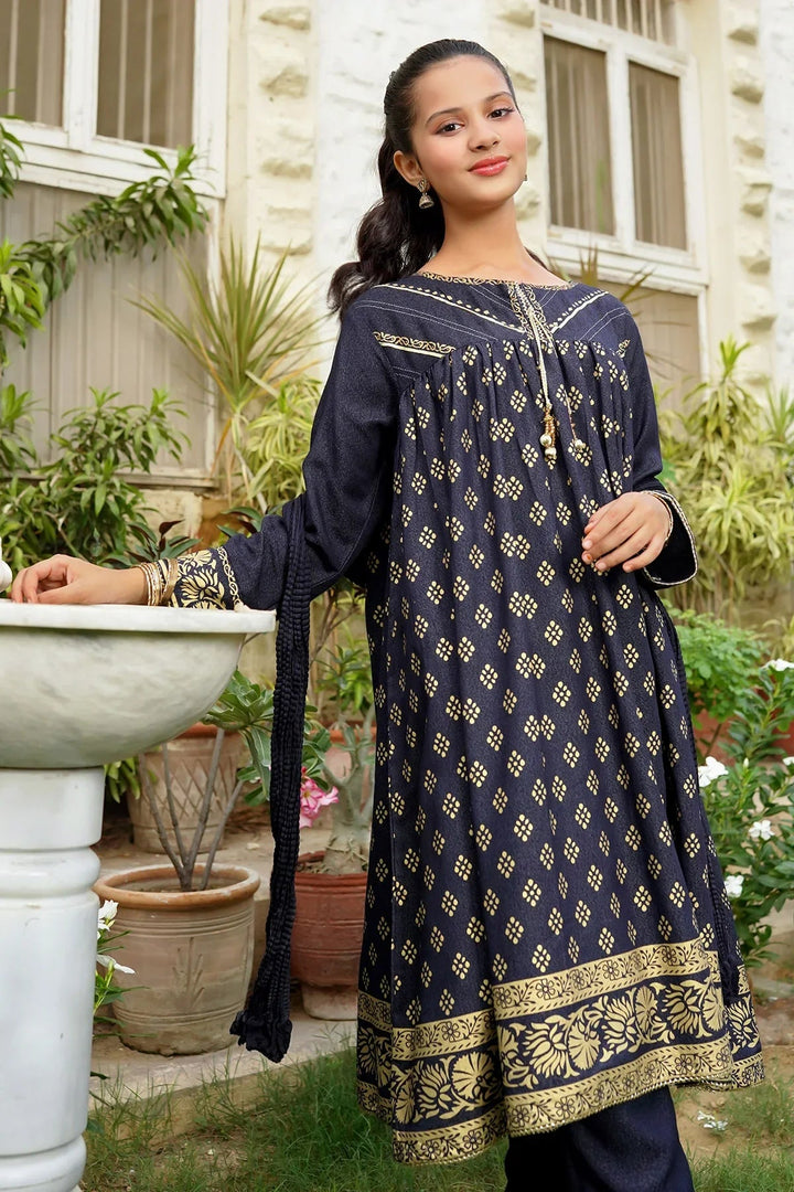 Ochre RTW Printed Girls 3 Piece Cotton Karandi OFW-PC-22 - Winter Collection