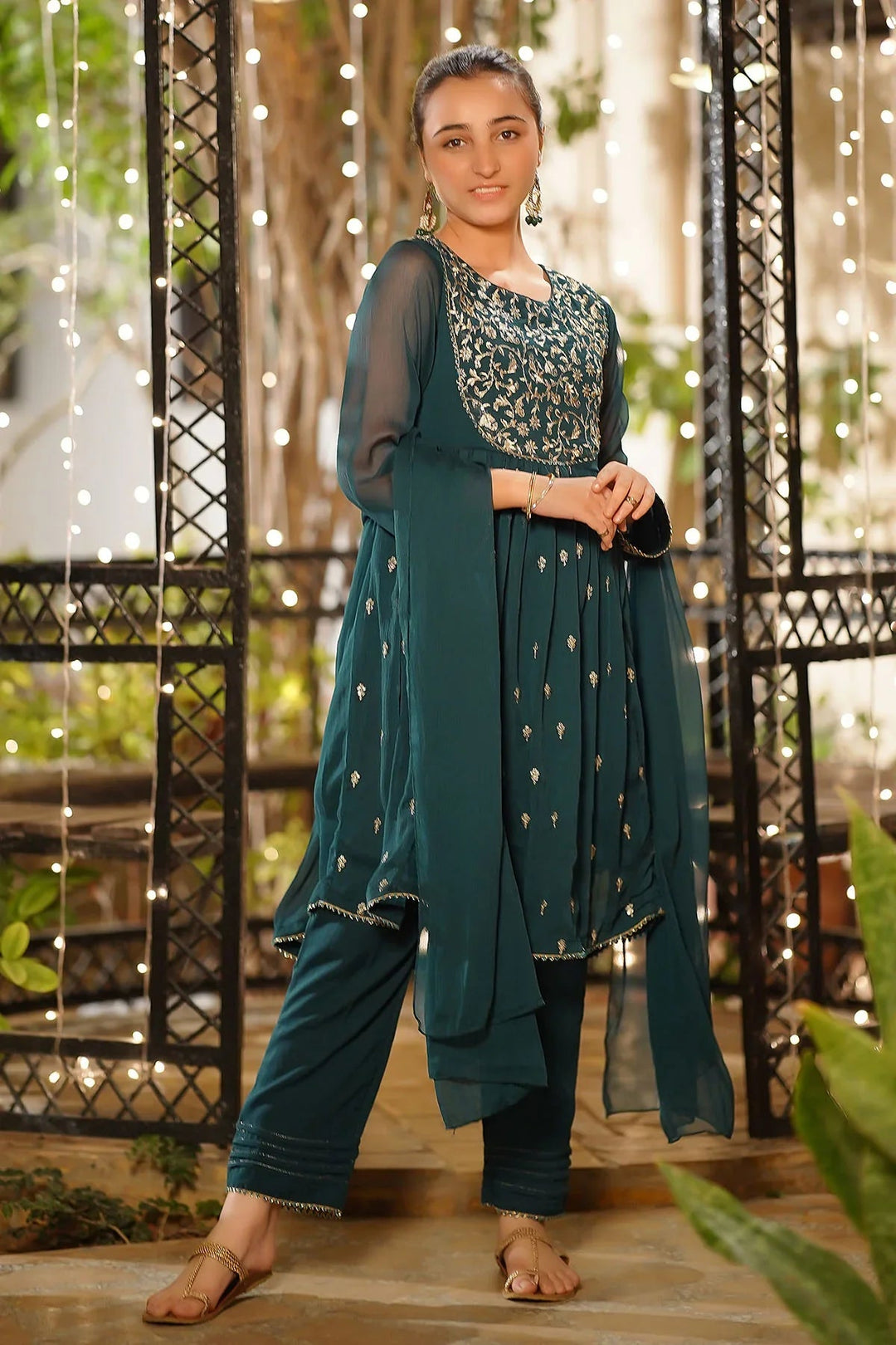 Ochre Girls Pret Embroidered Chiffon 3 Piece Suit EM-54 - Summer Collection