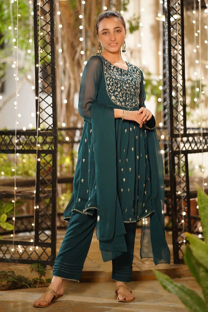 Ochre Girls Pret Embroidered Chiffon 3 Piece Suit EM-54 - Summer Collection