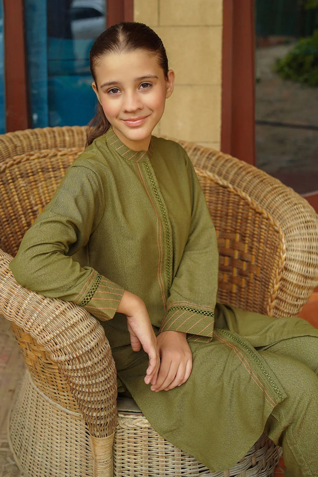 Ochre RTW Solids Girls 2 Piece Cotton Karandi SC-36 - Winter Collection