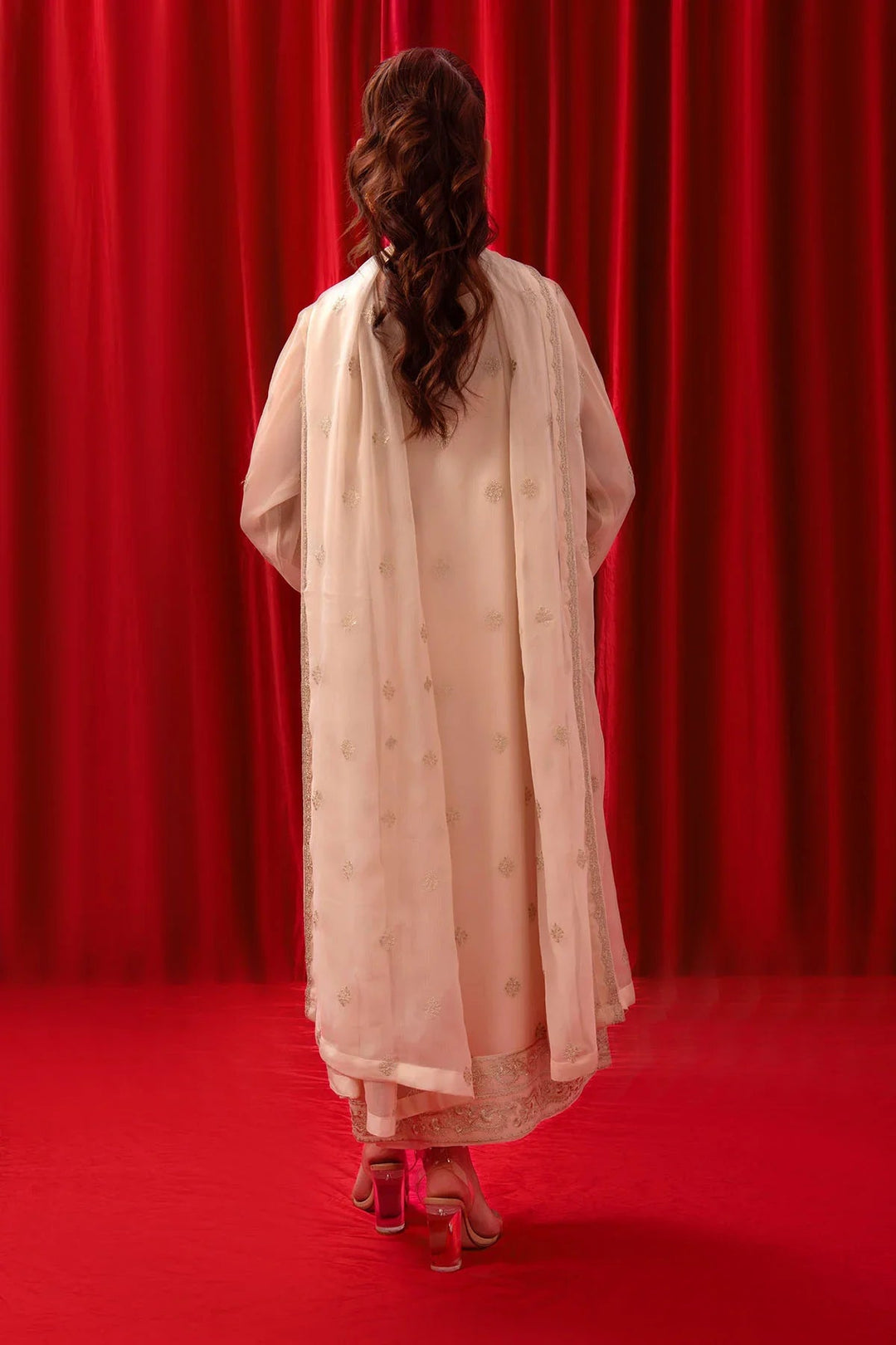 Ochre RTW Embroidered Girls 3 Piece Chiffon Adda Work SOF-05 - Summer Collection