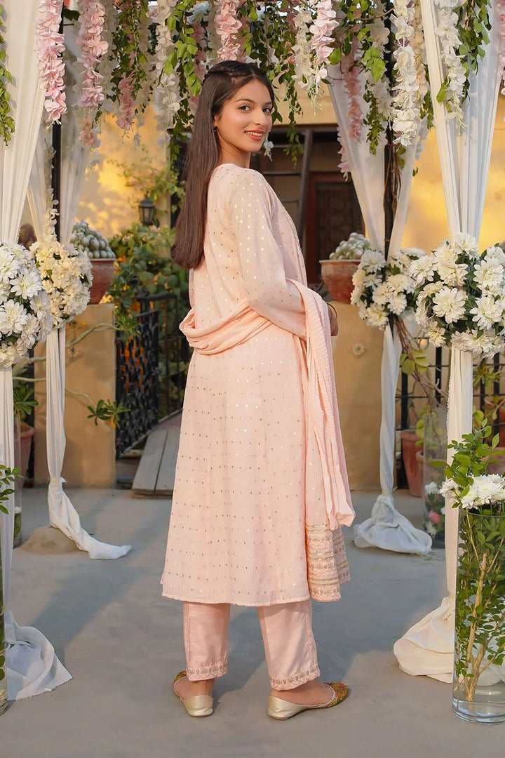 Ochre Girls Pret Embroidered Slub Manar 3 Piece Suit MAX-27 - Summer Collection