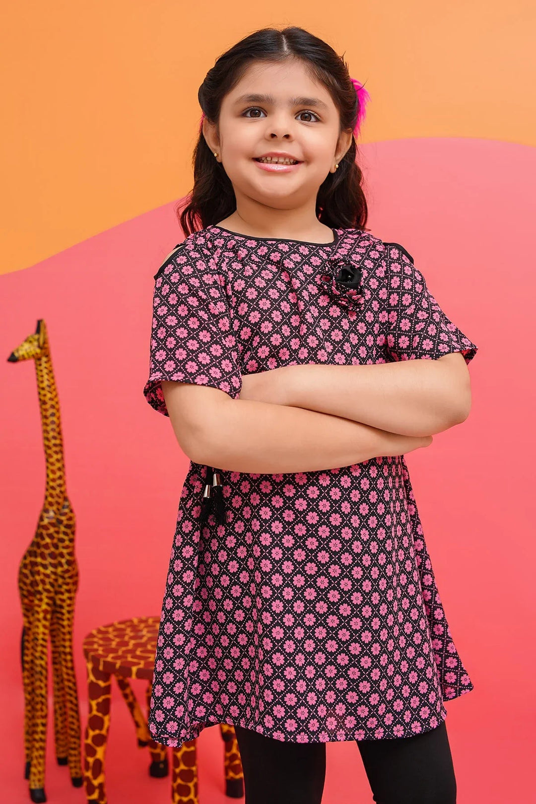 Ochre RTW Printed Girls 1 Piece Georgette Top OWT-615 - Winter Collection