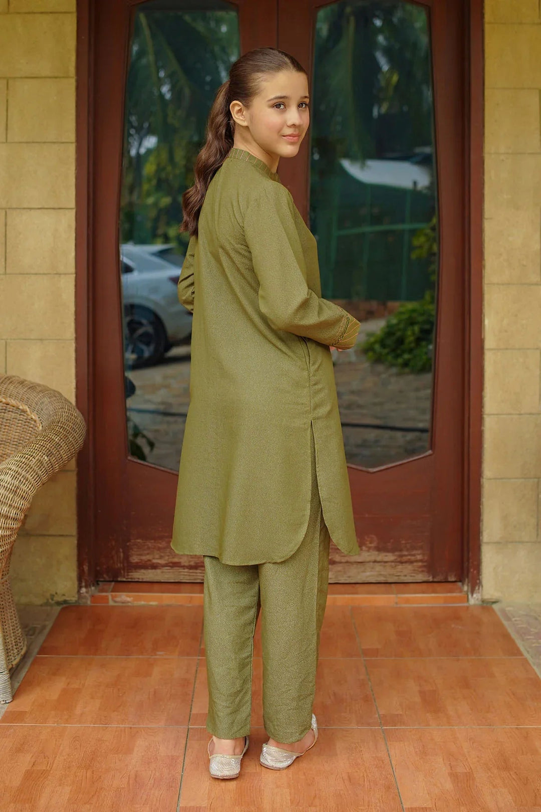 Ochre RTW Solids Girls 2 Piece Cotton Karandi SC-36 - Winter Collection