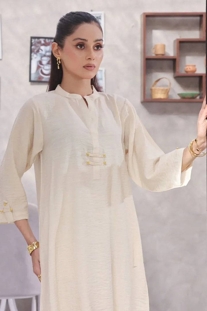 Ochre Women RTW Cotton 2 Piece Suit Beige Cotton Yarn - Festive Collection