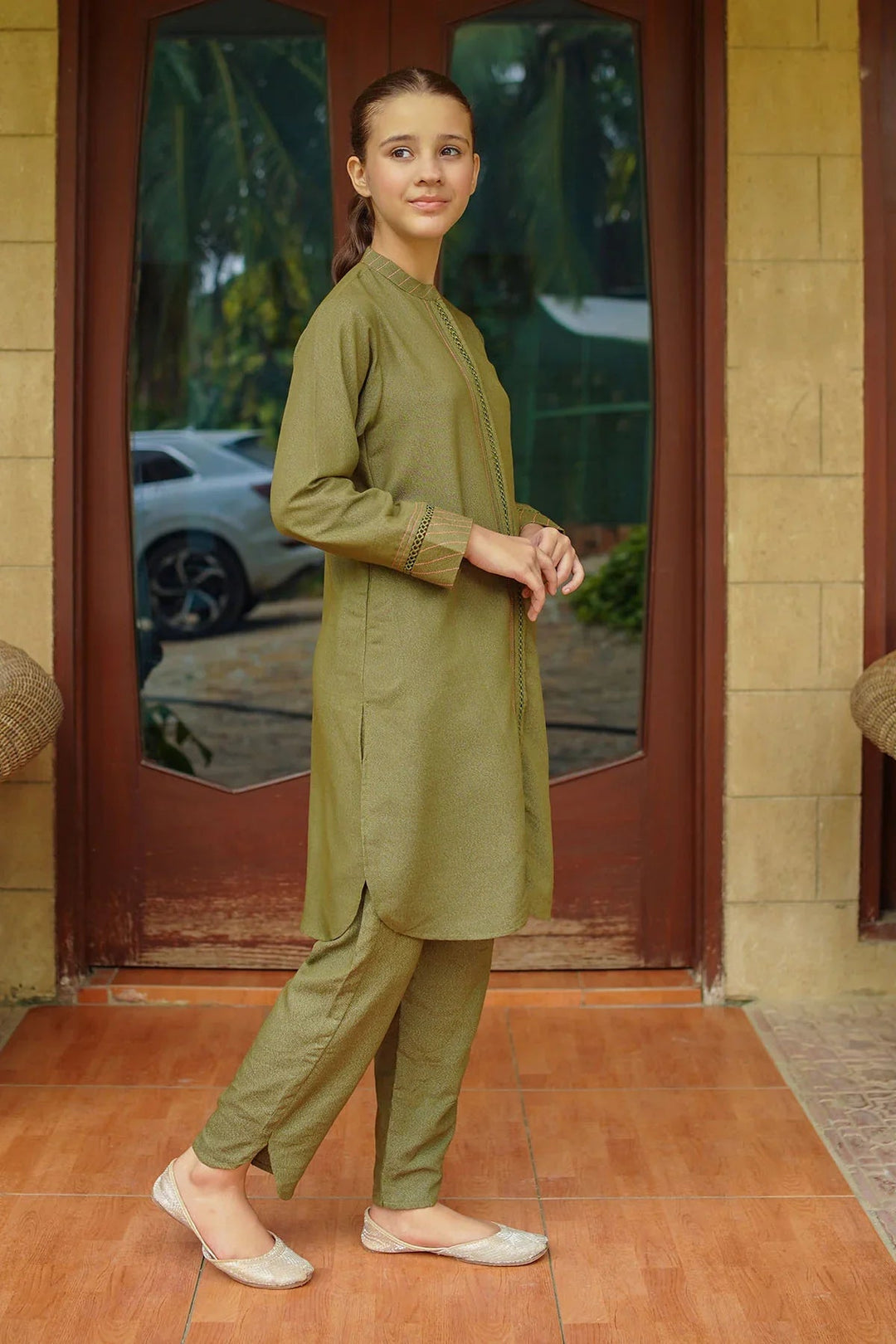 Ochre RTW Solids Girls 2 Piece Cotton Karandi SC-36 - Winter Collection