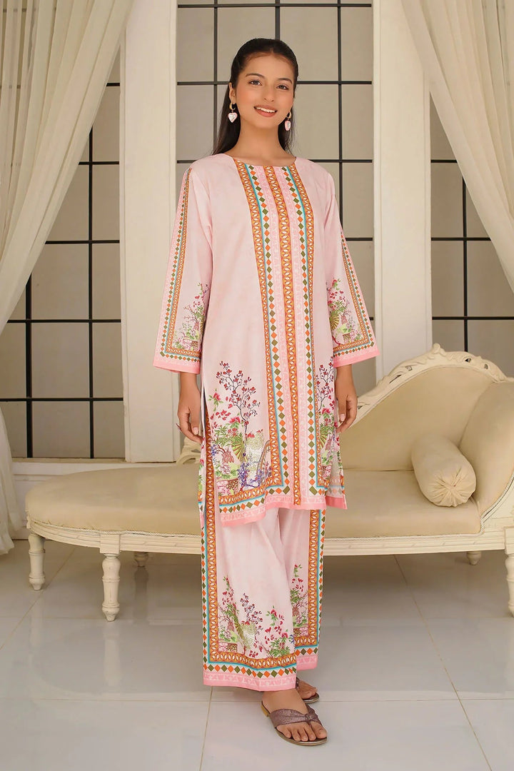 Ochre Girls Pret Printed Swiss Lawn 2 Piece Suit COR-128 - Summer Collection