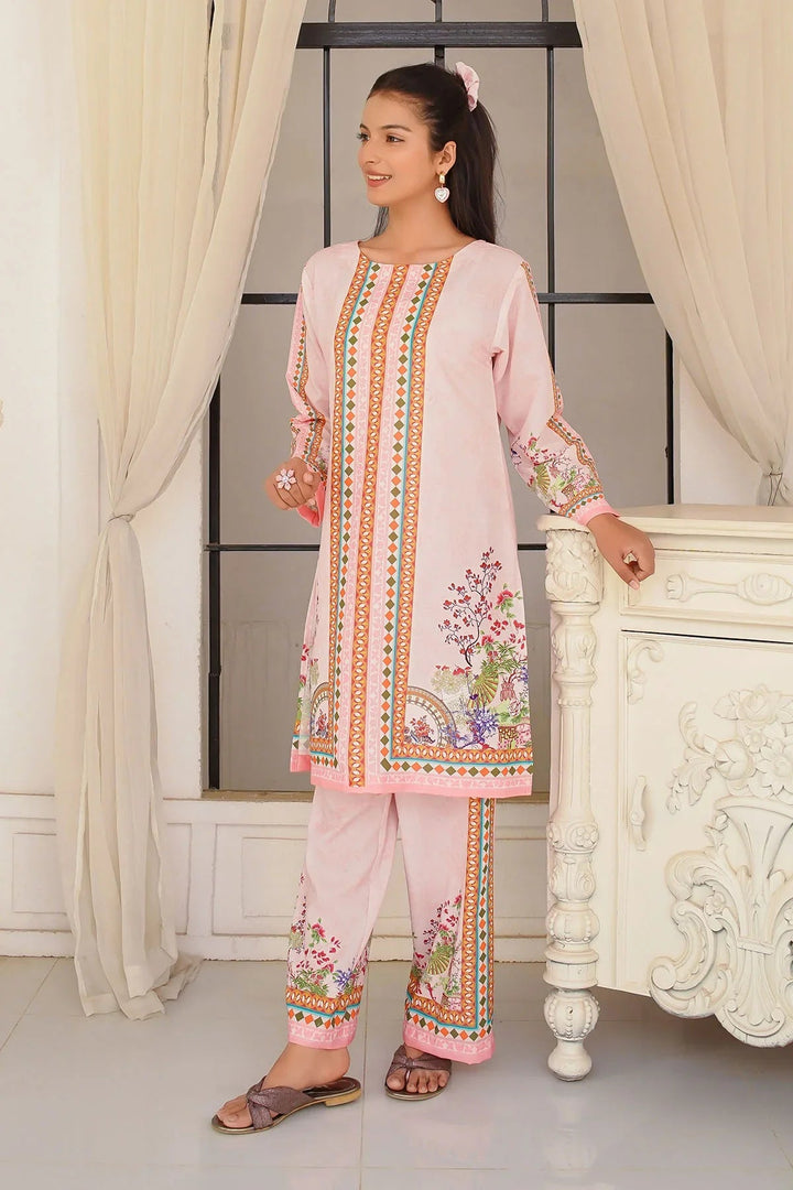 Ochre Girls Pret Printed Swiss Lawn 2 Piece Suit COR-128 - Summer Collection