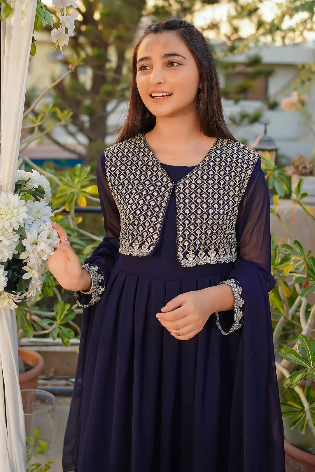 Ochre Girls Pret Embroidered Chiffon 3 Piece Suit MAX-26 - Summer Collection