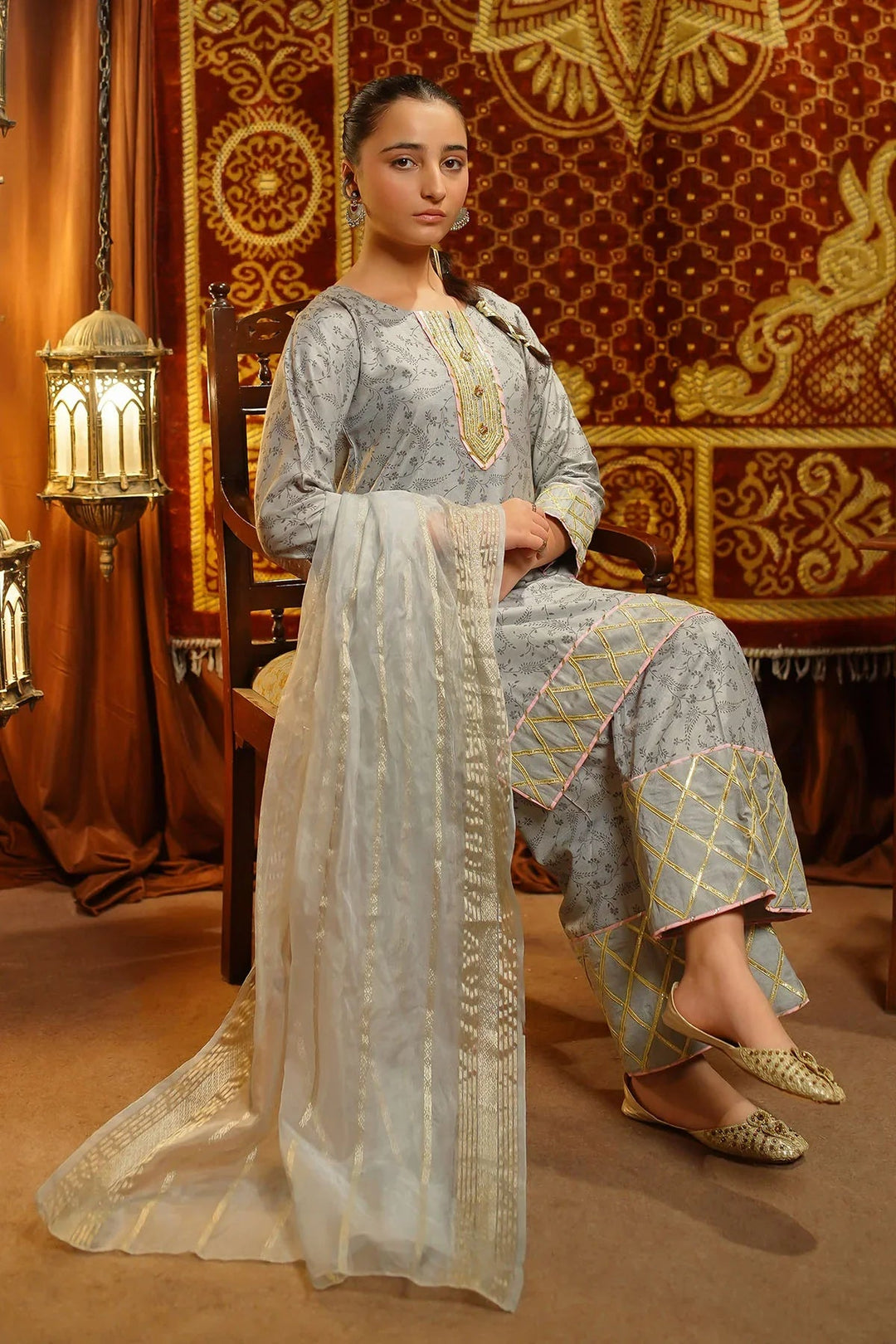 Ochre Girls Pret Embroidered Cotton Silk 3 Piece Suit EX-20 - Winter Collection