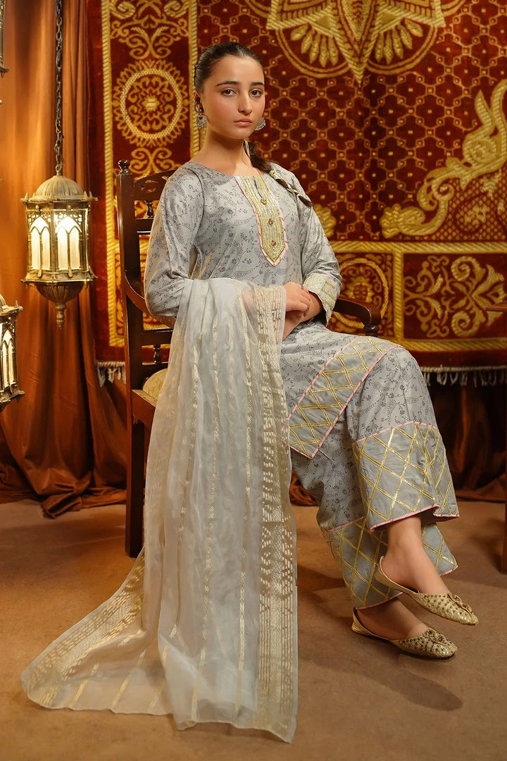 Ochre Girls Pret Embroidered Cotton Silk 3 Piece Suit EX-20 - Winter Collection