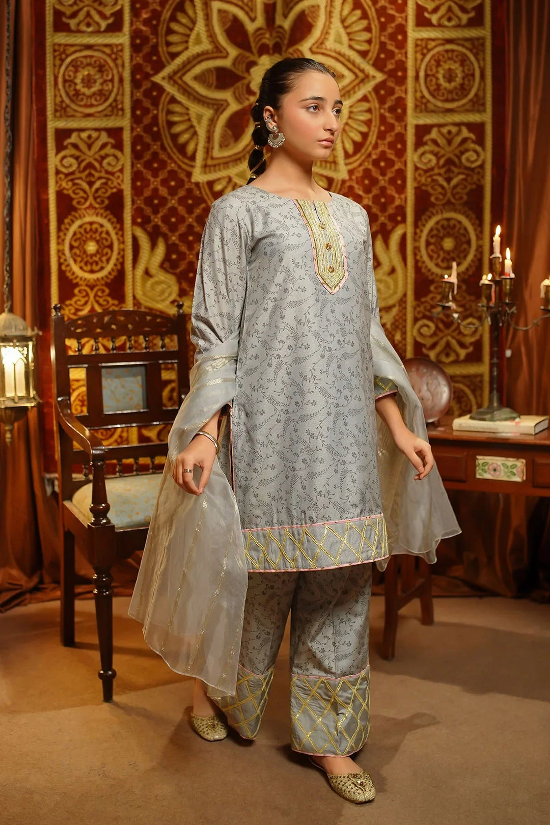 Ochre Girls Pret Embroidered Cotton Silk 3 Piece Suit EX-20 - Winter Collection