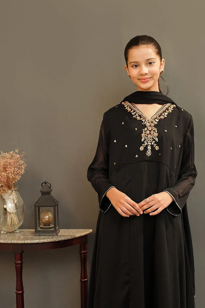 Ochre Girls Pret  Chiffon Hand Adda Work 3 Piece Suit MAX-25 - Summer Collection