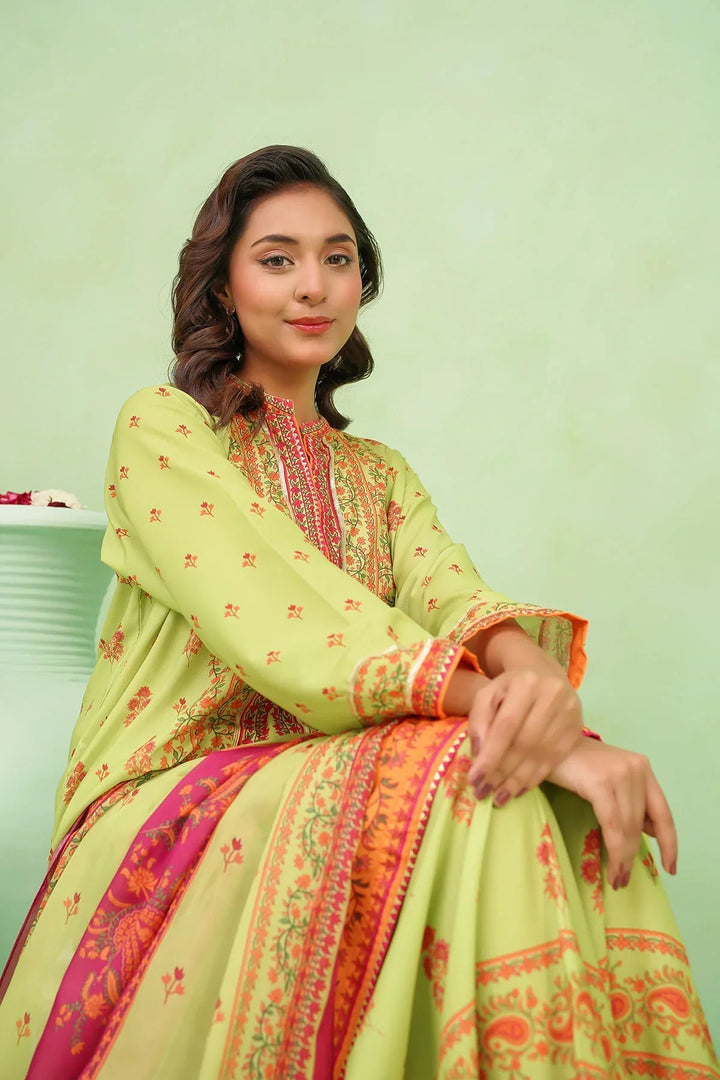 Ochre Women RTW Lawn 2 Piece Suit Lime Green Poly Lawn Digital Printed 2 Pc Suit - Festive Collection