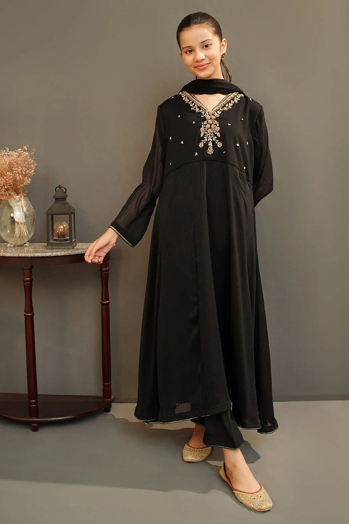 Ochre Girls Pret  Chiffon Hand Adda Work 3 Piece Suit MAX-25 - Summer Collection