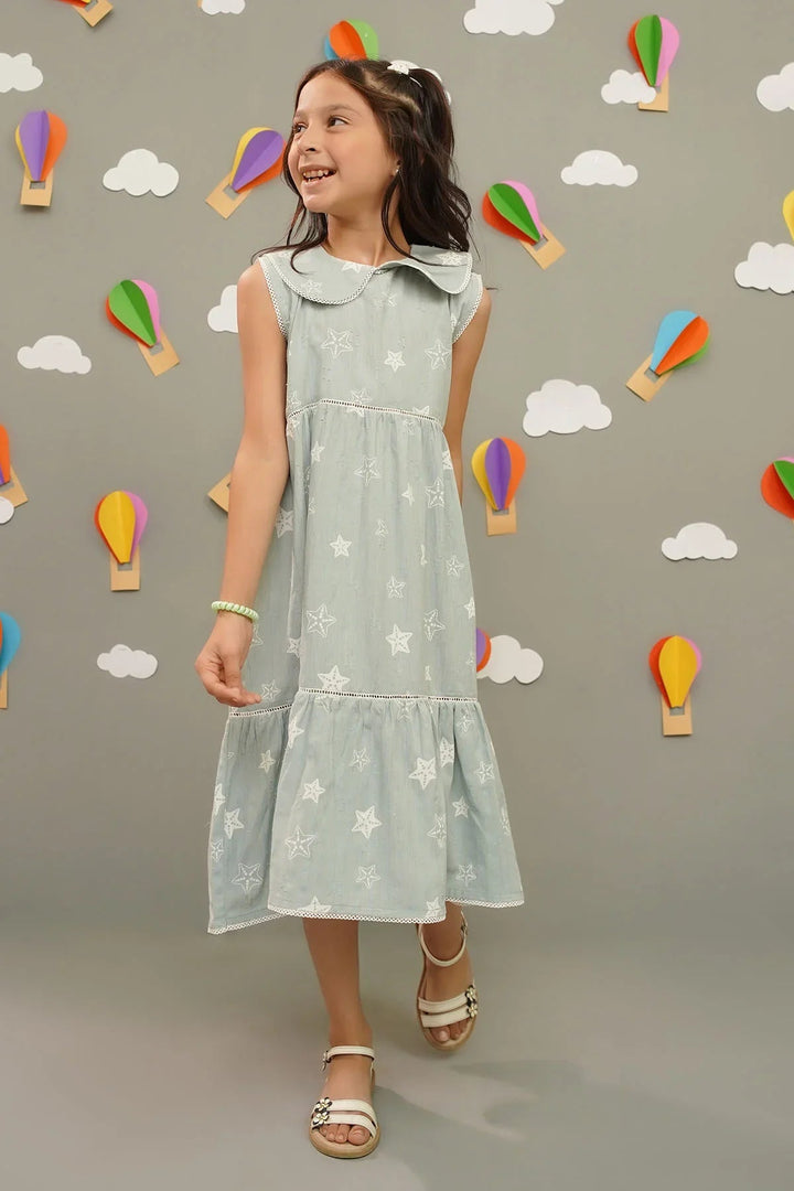 Ochre RTW Printed Girls 1 Piece Chambray Dress INWD-15 - Winter Collection