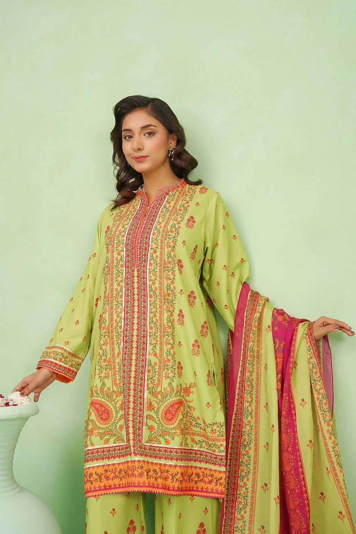 Ochre Women RTW Lawn 2 Piece Suit Lime Green Poly Lawn Digital Printed 2 Pc Suit - Festive Collection