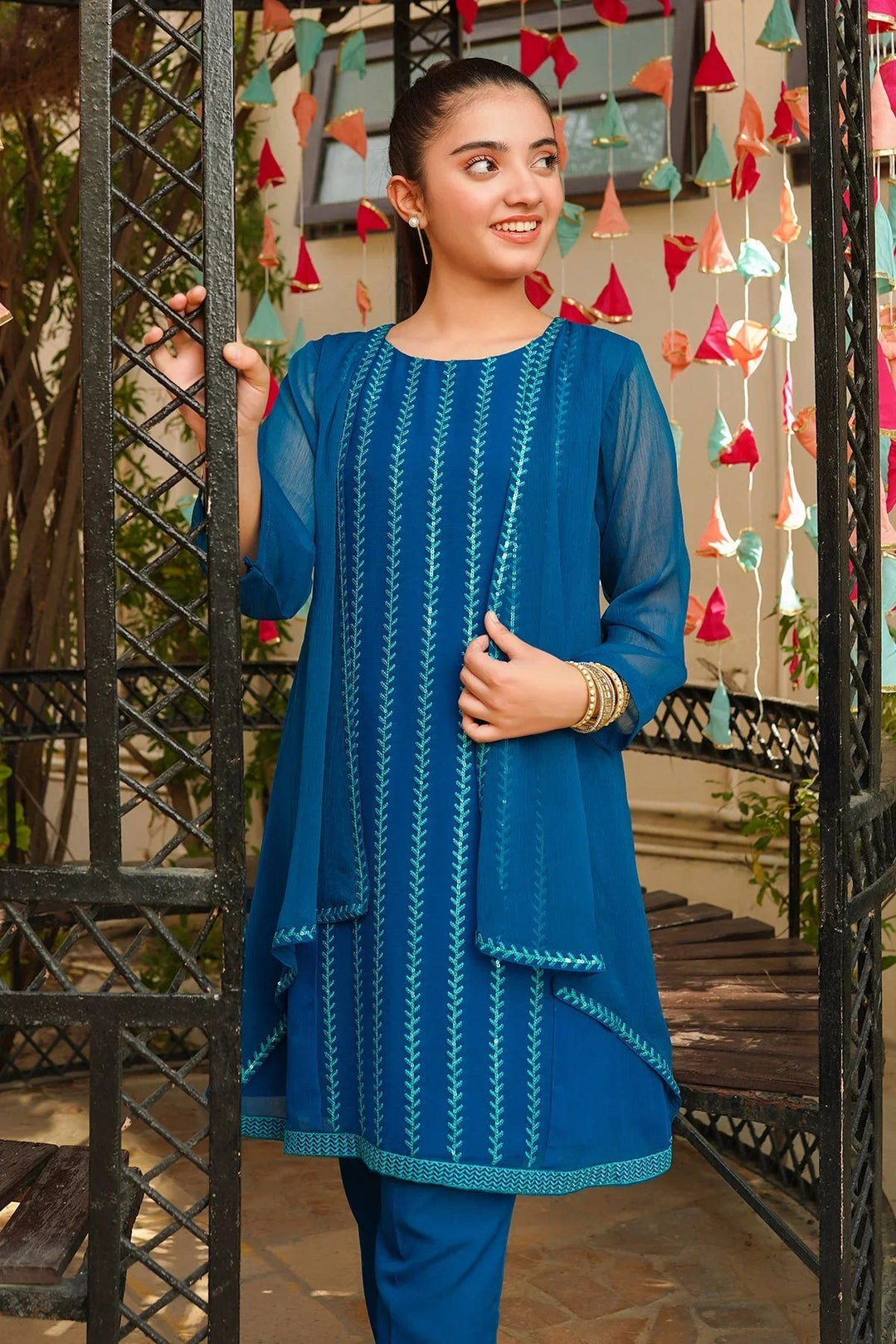 Ochre RTW Embroidered Girls 2 Piece Chiffon  OFW-EM-12 - Summer Collection