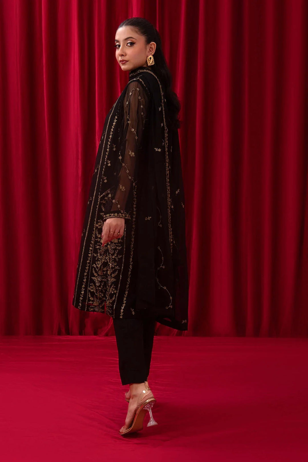 Ochre RTW Embroidered Girls 3 Piece Chiffon  SOF-02 - Summer Collection