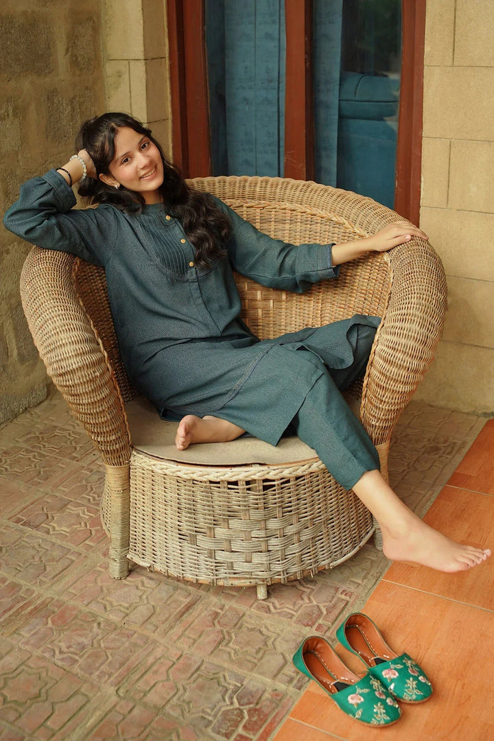 Ochre RTW Solids Girls 2 Piece Cotton Karandi SC-33 - Winter Collection